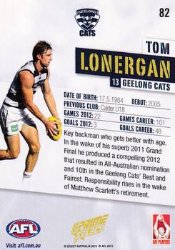 2013 Select Prime AFL #82 Tom Lonergan Back